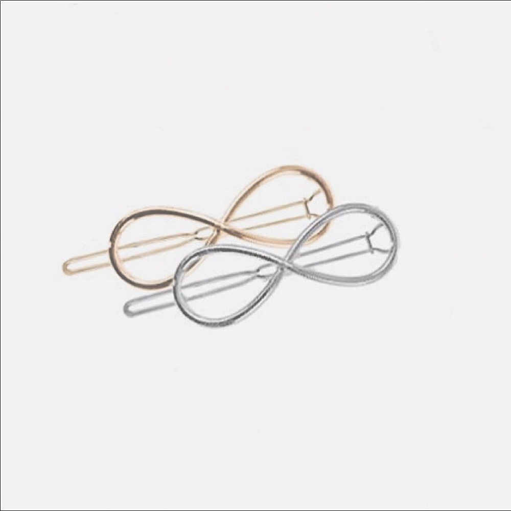 Infinity Loop Gold Tone Hair Barrettes Set of 2